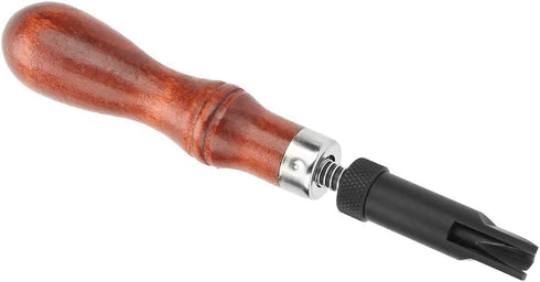 V Type Push Groover, Adjustable Wood Handle Leather Craft Hand Tool V Type Push Grooving Device Leather Grooving Craft Gouge Tool for Professional...