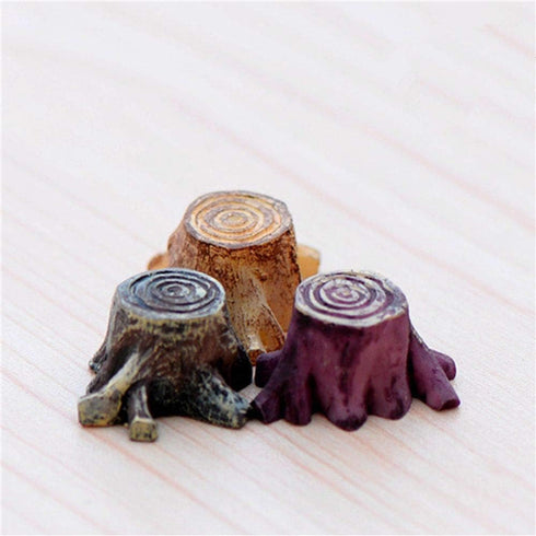 3Pcs Artificial Tree Stump Mini Garden Figurines Stumps Ornaments Mini Root Stump Fairy Garden Miniatures Gnomes Moss Terrariums Resin Crafts Figu...