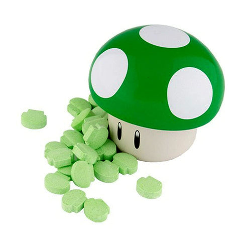 Super Mario Bros Mushroom Sour Candy. One (1) Mushroom Collectible Mushroom Tin. Sour Cherry or Green Mushroom Shaped Candies 1 RANDOM TIN PER ORD...