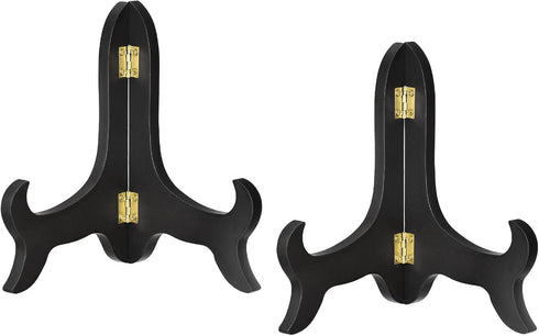 uxcell 2pcs 6" Easel Plate Holder, Wooden Folding Display Stand Black for Decorative Picture Frame...
