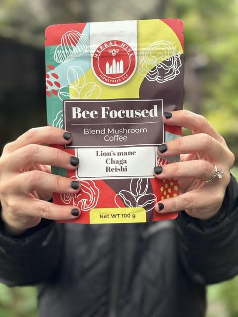 Mushroom Coffee by Herbal Hive Bee Focused Includes Adaptogens Reishi, Lion's Mane, and Chaga Superfood Low Acid Instant 30 Servings (3.5 oz, Dark...