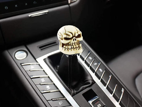 Lunsom Skull Shift Knobs Resin Shifter Head Most Car Transmission Shifting Stick Handle Fit Most Automatic Manual Vehicle (White)...