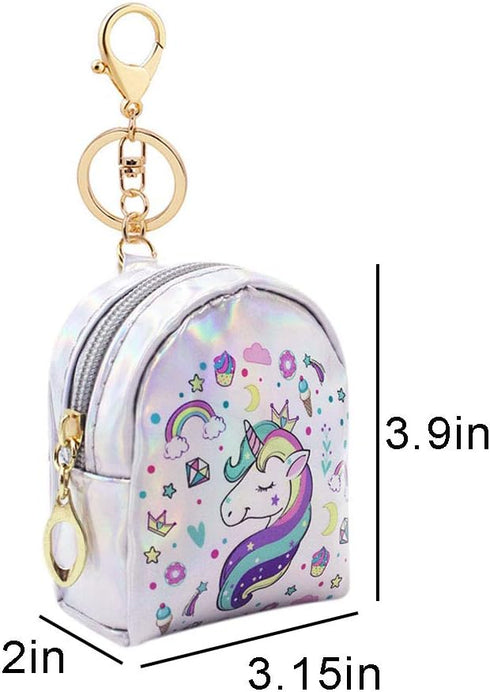 RARITYUS Mini Wallet Zip Around Cute Unicorn Holographic Coin Purse Change Purse with Key Ring...