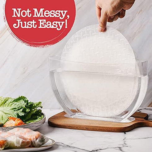 Rice Paper Water-Spring Roll Water Bowl,Rice Paper Holder for Rice Paper Wrappers for Spring Rolls,Summer Rolls. Spring Roll Maker,Banh trang hold...