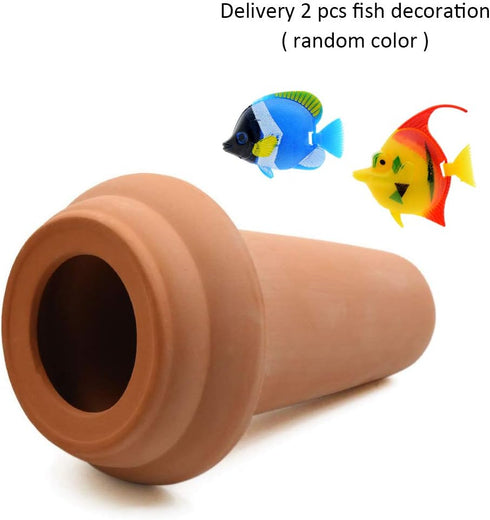 Saim Ceramic Spawning Breed Cone Orange Fish Tank Ornaments for Discus Clownfish Angelfish Aquatic Pets Breeding Cones Play Hide Rest 7 Inches...