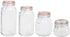 Home Basics Canister Sets For The Kitchen, (4 Piece Set) Clear Glass Decorative Countertop Set | With Metal Latches and Silicone Seals | For Flour...