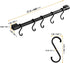 MIAOHUI Kitchen Rail with Hooks, Pan and Pot Hangers for Kitchen Wall Mount, Kitchen Utensil Rack with Removable S Hook, Aluminum (17.3inch_Black_...