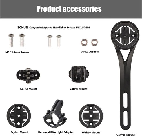 Integrated Aero Handlebar Out Front Cycling Computer Road Bike Mount Compatible with Garmin, Wahoo, CatEye, and Bryton with GoPro Action Camera an...