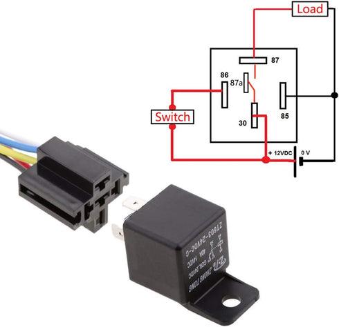 ESUPPORT Car Relay 12V 40A SPDT 5Pin Switch Socket Plug Wire Harness Automotive Pack of 5...