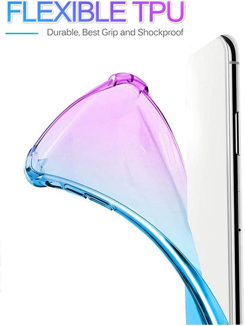 for OnePlus Nord N200 5G Case with Tempered Glass Screen Protector, Cute Clear Gradient Slim Shockproof TPU Back Phone Protective Cover for OnePlu...