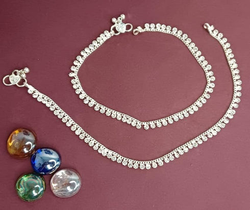 Efulgenz Indian Anklets for Women Crystal Anklet for Women Silver Indian Anklets Silver Payal for Women Oxidised Silver Jewelry Set Indian Anklet ...