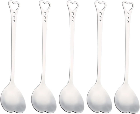 20 Pieces Heart Shaped Stainless Steel Dessert Spoons 5.7inch Coffee Spoon Teaspoon Stirring Spoon Ice Cream Spoon for Home, Restaurant Kitchen, C...
