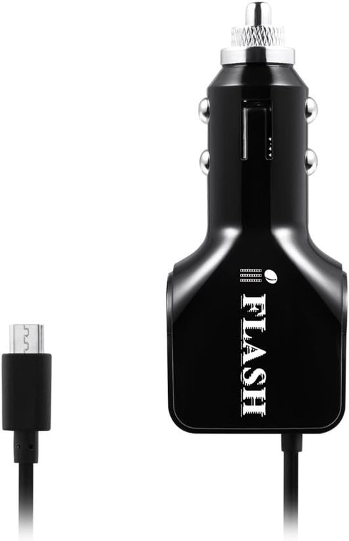 iFlash 24W / 2.4A + 2.4A (4.8A max) Portable Dual Port USB Car Charger with Built-in Micro USB Cable Compatible for Samsung Galaxy S6 Plus / S6 Ed...