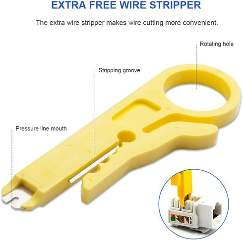 Punch Down Tool with 110/88 Blade & Network Wire Stripper, Multifunction Hook Tool for Telephone Impact Terminal Insertion and cat6a/cat6/cat5e/ca...