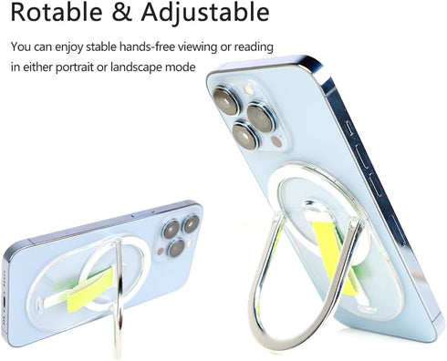 Magnetic Phone Holder,Transparent Mag Safe Phone Stand Compatible with MagSafe Phone Grip,Vertical & Horizontal Stand,Phone Kickstand for iPhone 1...