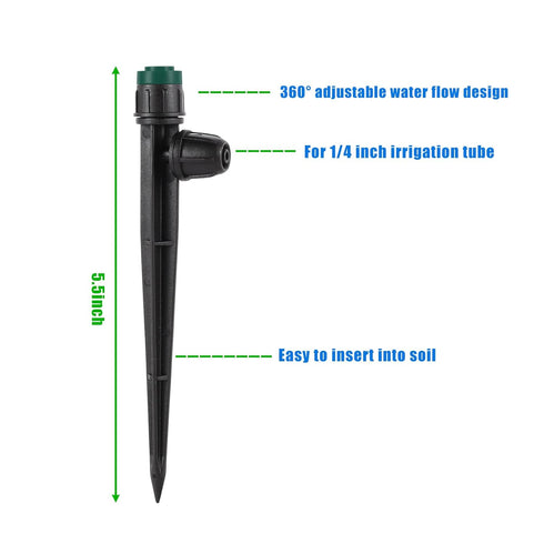Drip Irrigation Emitters Sprayers for 1/4" Tubing, with Lock Barbed Adjustable 360 Degree Water Flow Drippers Sprayer for Garden Watering System. ...