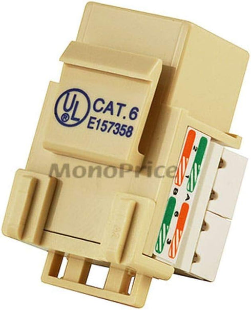 Monoprice Cat6 Punch Down Keystone Jack - For 22-24AWG Solid Wire, Beige...