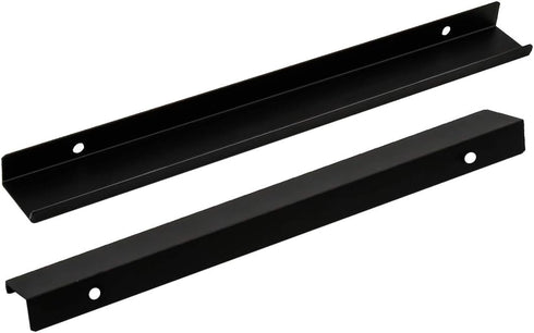 LC LICTOP 300mm/11.8" Modern Style Finger Edge Tab Pull Handle Door Knobs Drawer Pulls Aluminum Matte Black Satin Nickel with Screws (Black 2pcs)...