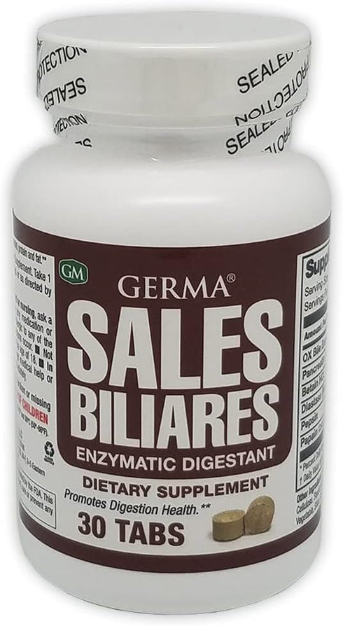 Germa Bile Salts Natural Dietary Supplement. Enzymatic Digestant. Aids in The Digenstion of Starch, Protein and Fat. 30 Tablets. Pack of 3...