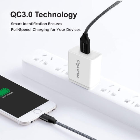 Gigastone USB Wall Charger 2-Pack,QC3.0 Qualcomm Certified 3A Charger Plug, iPhone 18W Fast Charging, Compact Wall Charger for iPhone 15 14 13 12 ...
