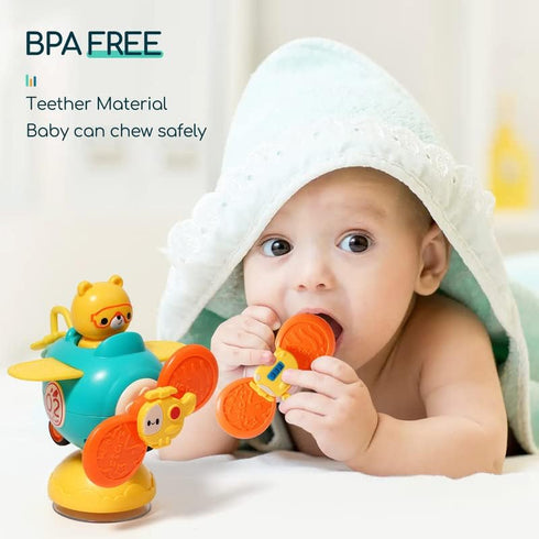 3 in 1 High Chair Toys with Suction Cups Spinner Baby Toys for Babies 6-12 Months,Infant Teething Tray Rattle Bath Toys for Babies 12-18 Months To...