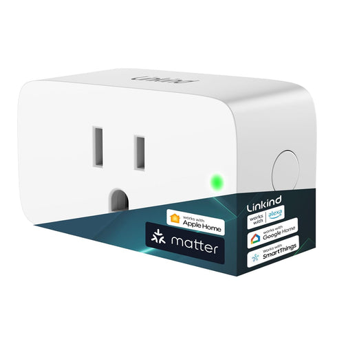 Linkind Matter Smart Plug, Work with Apple Home, Siri, Alexa, Google Home, SmartThings, Smart Outlet 15A/1800W Max, Smart Home Automation, APP Rem...