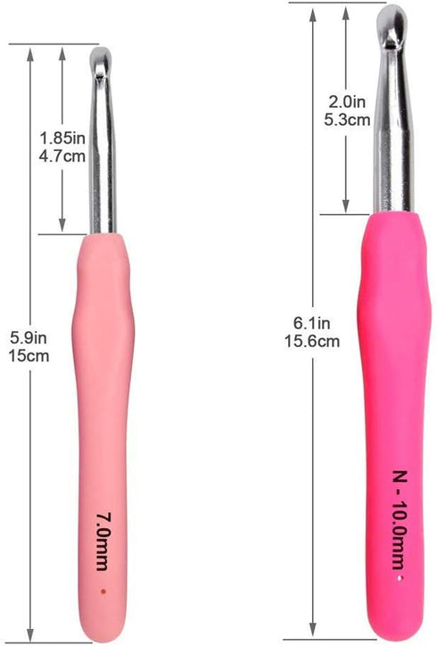 Large Crochet Hooks, BCMRUN Size 6.5mm(K)-10.0mm(P) Crochet Hooks Knitting Needles Set Ergonomic Grip Soft Handles Crochet Hook,Large-Eye Blunt Ne...