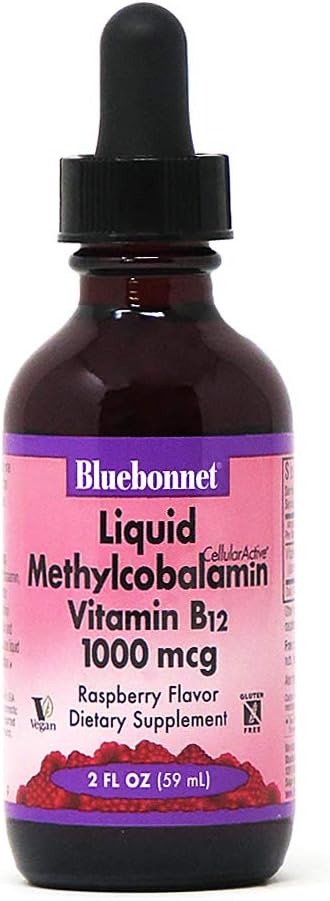 Bluebonnet Nutrition Liquid Cellular Active Methycobalamin Vitamin B12, 1000 mcg, For Cellular Energy Production and Nervous System Health, Soy-Fr...