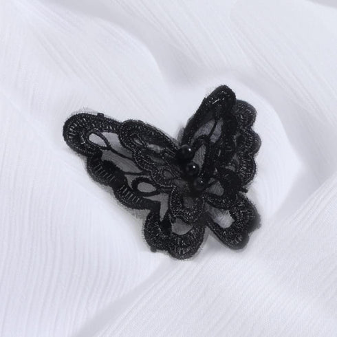 10pcs Butterfly Black Lace Applique Trim for Wedding Dress Garment Accessories Decoration Sew On Lace Fabric...