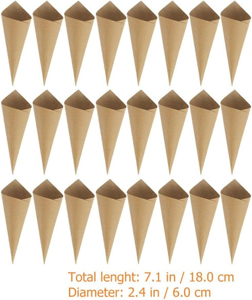 HOLIDYOYO 120pcs Wedding Confetti Kraft Paper Cones,Party Vintage Cones Bouquet Petals Candy Bags Boxes Flower Holder -Kraft Paper Mache Cones...