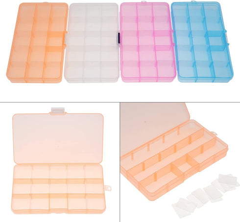 OriGlam Plastic Storage Case Container with Adjustable Dividers, Small Clear Plastic Bead Storage Box with 15 Grids for Jewelry Craft Beads Bolts ...
