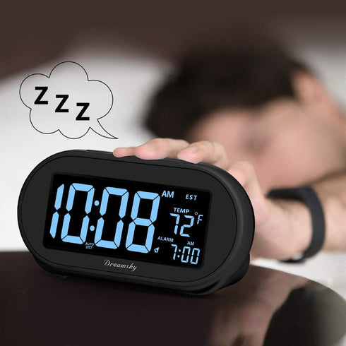 DreamSky Alarm Clocks for Bedrooms, Auto Set Digital Desk Clock for Bedside Nightstand, Electric Clock with Dimmable Brightness Dimmer, Auto DST, ...