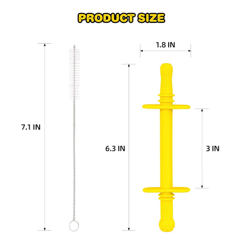 Fu Store Hollow Teether Tube with Safety Shield, 5 Pack Chew Straw Toy for Infant Toddlers Silicone Teething Toys for Babies 3-12 Months BPA Free/...