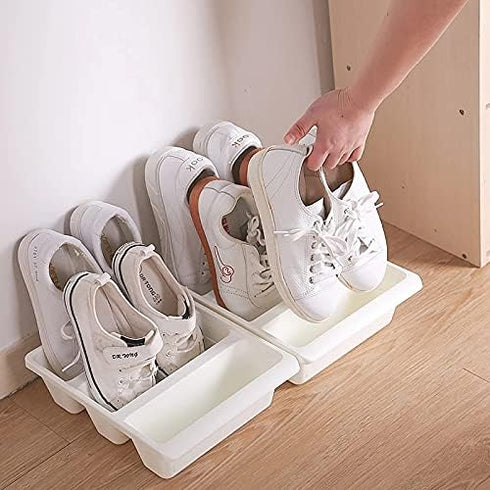 Simple modern Nordic style vertical economy slippers rack space home shoes storage WF (Beige)...