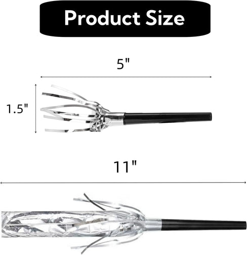 60 Packs Silver Noise Makers, Metallic Fringed Party Blowers, Horns Musical Blowouts Whistles for Birthday Party, Sporting Events, Graduation, Par...