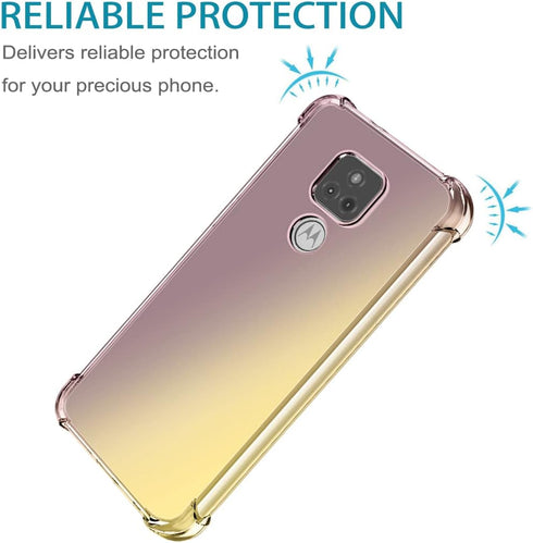 for Moto G Play 2021/Motorola G Play 2021 Case with Tempered Glass Screen Protector, Clear Gradient Slim TPU Back Phone Protective Cover for Motor...