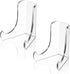 Chunful 2 Pieces Acrylic Plate Stands Clear Acrylic Easels Display Stands with Deep Support Shelves for Display Card Holder Photos Book Picture Ta...