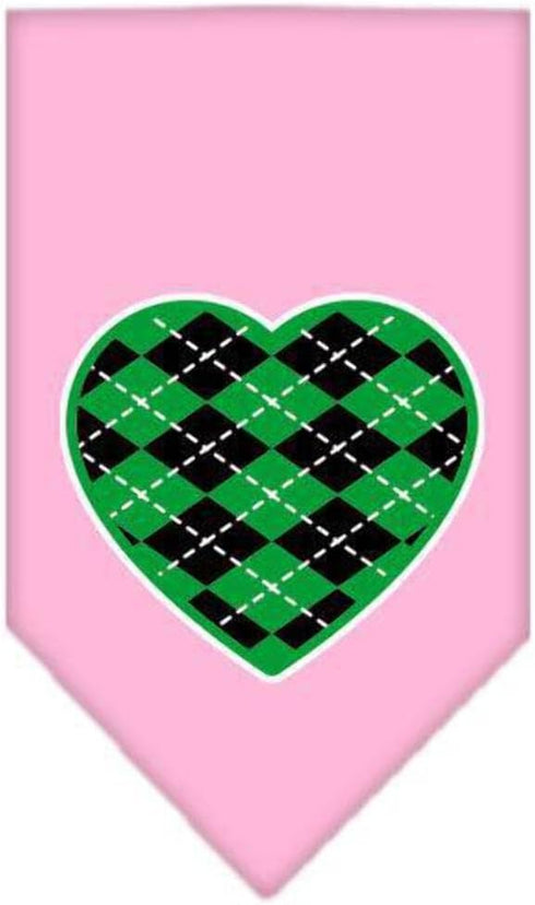 Pet and Dog Bandana Screen Printed, Green Argyle Heart Gray Small...