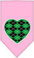Pet and Dog Bandana Screen Printed, Green Argyle Heart Gray Small...