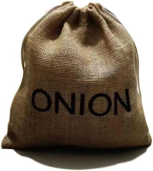 Eco-Friendly Burlap Onions Storage Bag,Reusable Onion Sack with Easy-Clean Lining & Two-Way Drawstring,Breathable Jute Bag for Fresh Produce,26cm ...