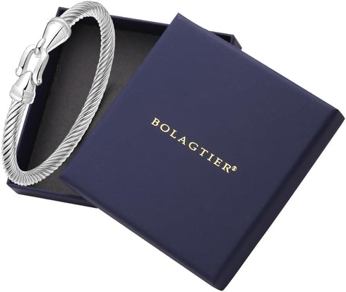 Stainless Steel Twisted Cable Wire Bracelets with Hook Clasp Stylish Roman Digital Bangle Bracelet for Women...