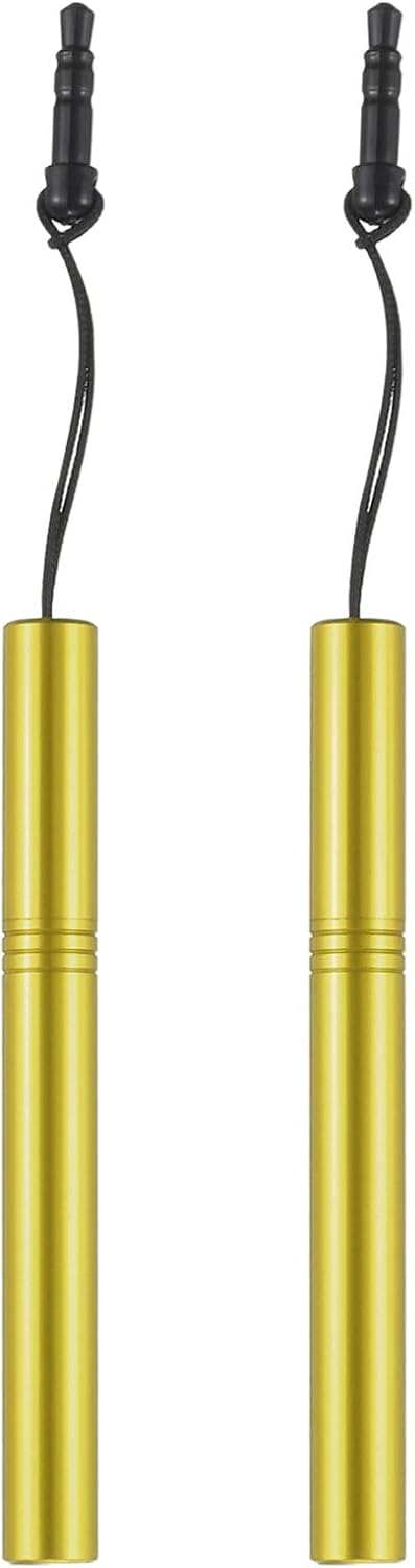 MECCANIXITY 2pcs Metal Phone Touch Screen Pen Metallic Phone Stylus Pen Aluminum Alloy Mini Capacitive Pens Universal with Cover, Yellow...