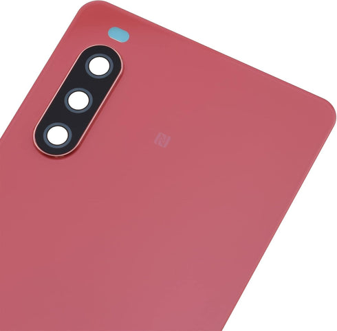Pink Acrylic Glass Back Panel Cover Replacement for Sony Xperia 10 III with Pre-Install Adhesive Rear Camera Frame Rear Camera's Lens and Installa...