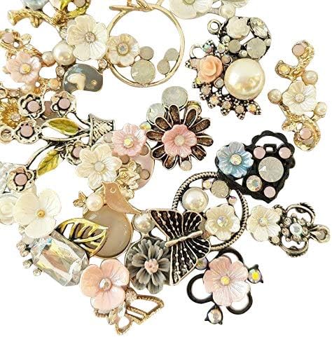 Chenkou Craft Random 20pcs Wholesale Lots Mix Alloy Resin Rhinestone Flowers Pendants Charms Beads Bracelet Necklace Jewelry Findings...