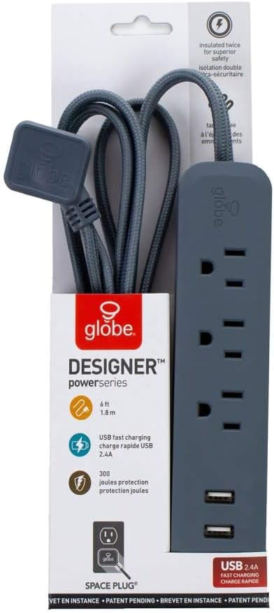 Globe Electric - 78257 Designer Series Power Strip, Rose 3 Outlet...