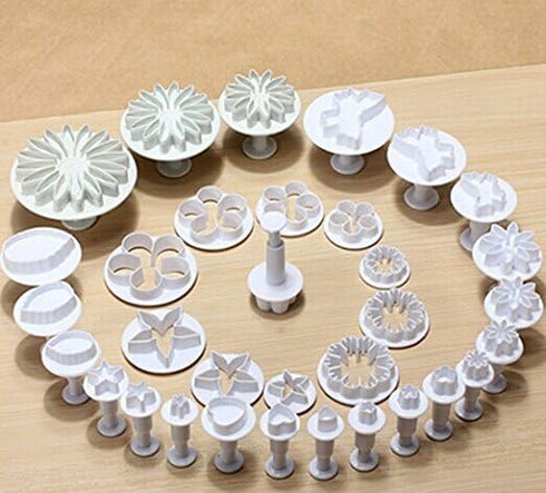 33 Piece Fondant Cake Cookie Plunger Cutter Sugarcraft Flower Leaf Butterfly Heart Shape Decorating Mold DIY Tools...