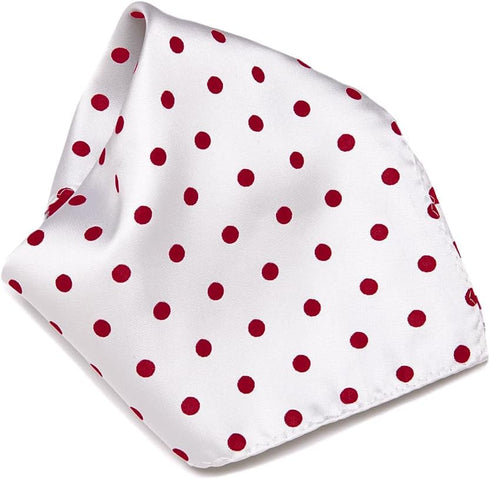 Vesuvio Napoli WHITE with RED Polka Dots Handkerchief Pocket Square Hanky Men's Handkerchiefs...