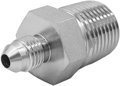(2-PACK) 2404-04-08 Hydraulic Hose Adapter Fitting 1/4" Male JIC 37° Flare (7/16"-20UNF) × 1/2" Male (1/2"-14NPTF) SAE Straight Pipe Joints Tube C...
