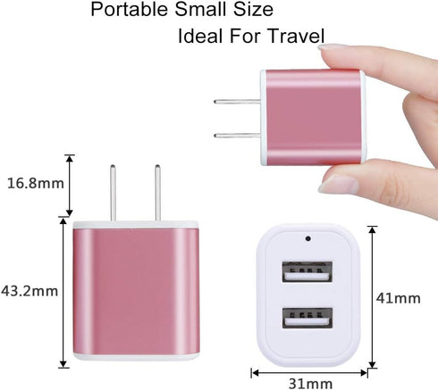 Wall Charger, Micro USB Cable, 2.1A Dual Port USB Wall Charger Cube Fast Charging Block with 2Pack 6ft Android Charging Cord for Samsung Galaxy S6...