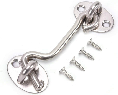 POWERTOOL Cabin Hook, 1pc Heavy Duty Lock Hook and Eye Latch Solid Stainless Steel Thicken Door Lock For Window, Bathroom(6inch)...